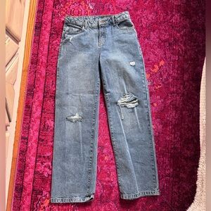 Noisy may Blue Distressed Straight Leg Jeans